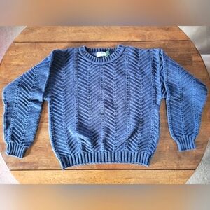 Vintage L.L. Bean womens navy blue cotton thick knit sweater
